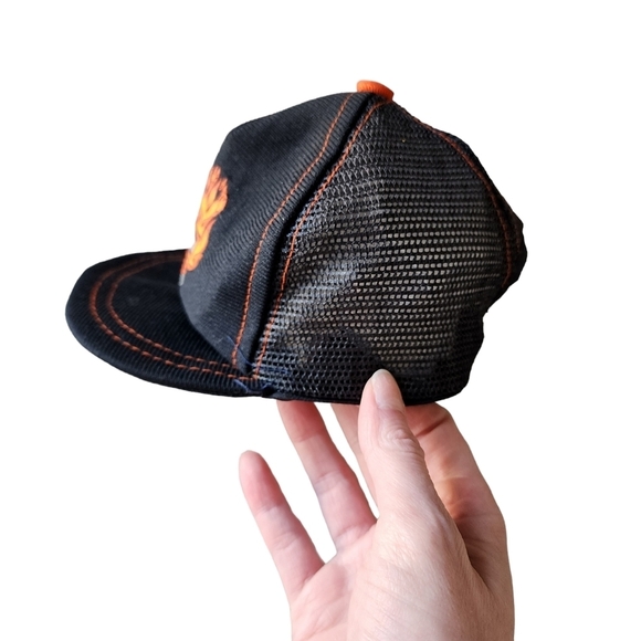 HARLEY DAVIDSON x VINTAGE 80's flame emblem trucker hat mesh cap baby - Picture 4 of 10